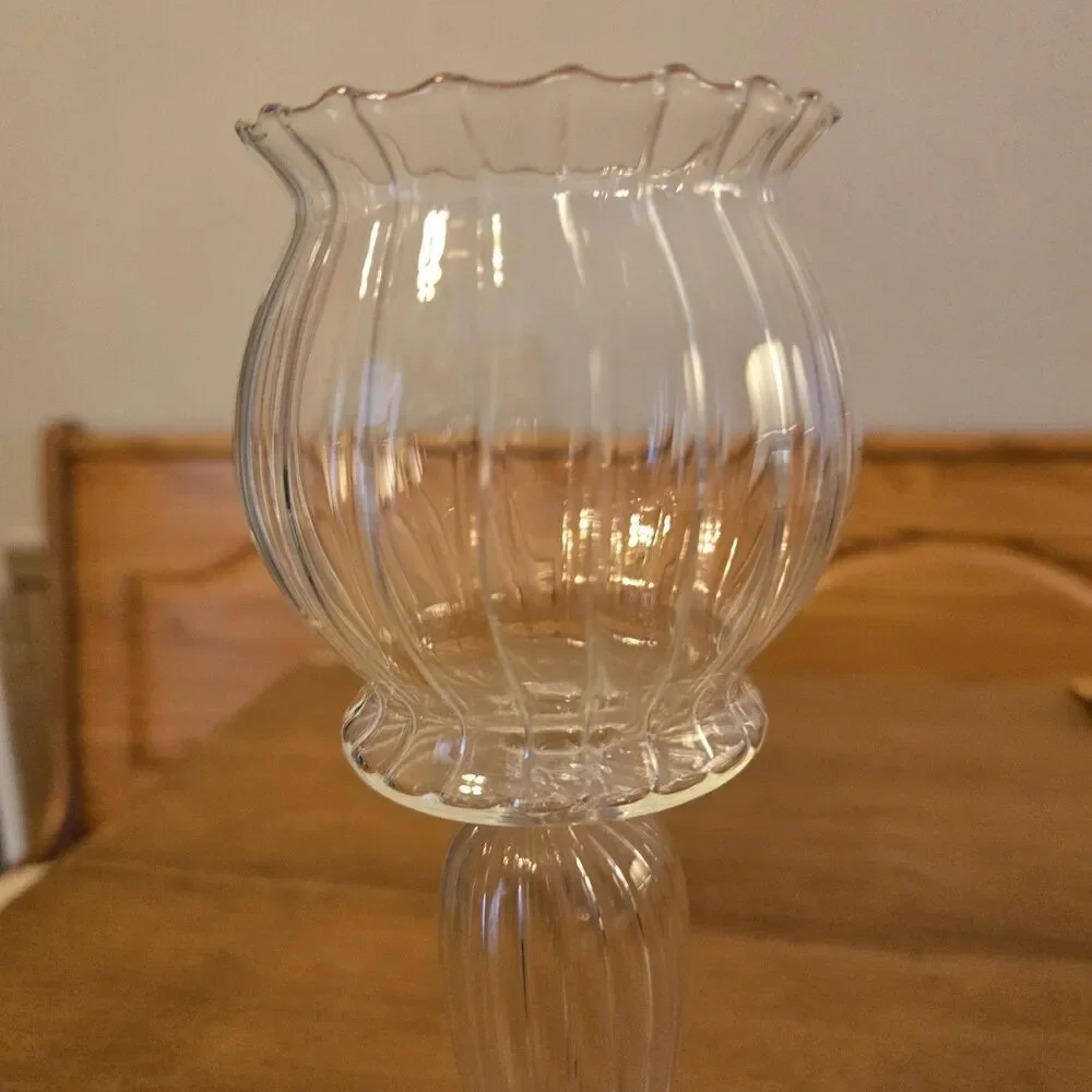 Rare Vintage Venetian Glass Footed Goblet Vase Candle Holder